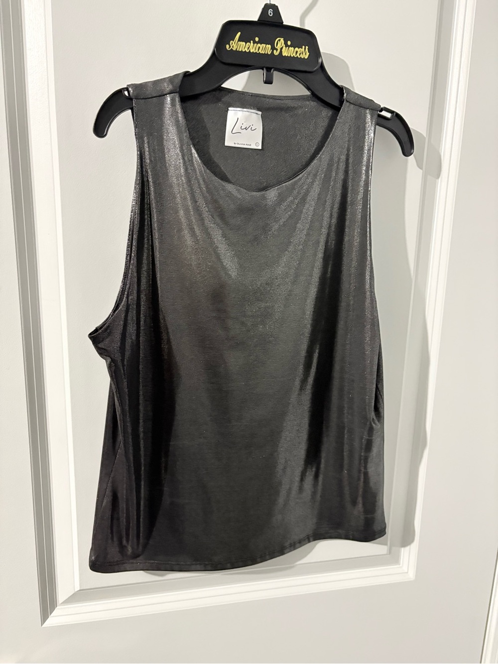 Metallic Black Sleeveless Tank Top